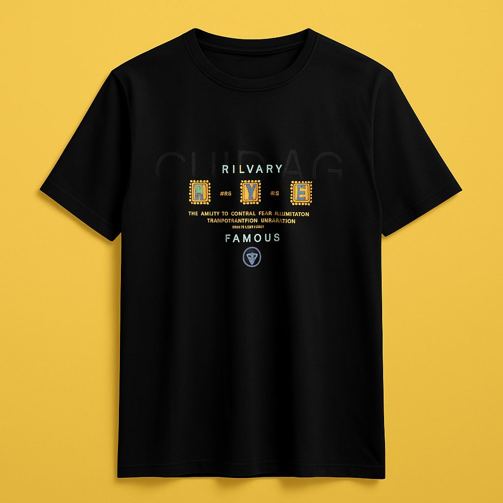Black Printed T-Shirt – Premium Cotton Spandex Regular Fit Black