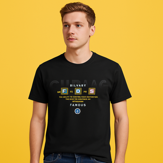 Black Printed T-Shirt – Premium Cotton Spandex Regular Fit Black