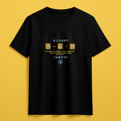 Black Printed T-Shirt – Premium Cotton Spandex Regular Fit Black